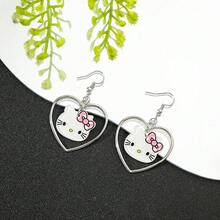 Sanrio 1 Pair Sanrio Cartoon Cute & Fashionable Creative Kitty Cat Heart Hello Kitty Earrings, Accessories For Women