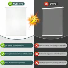 Persianas para Ventanas sin Taladro, Persiana Enrollable 70 Blackout, Persianas Enrollables para Ventana, Cortinas Blackout, Dimetro Interior 38 mm, Polister, para Hogar y Oficina, Blanco, 180CM - 100 cm x 180 cm - Ver 7