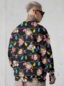 Felpa con cappuccio personalizzata con grafica per uomo, personalizzata con ritratto, animale domestico, cartone animato, disegni natalizi, felpa con stampa interessante per uomo e donna - nero - Visualizzare 2