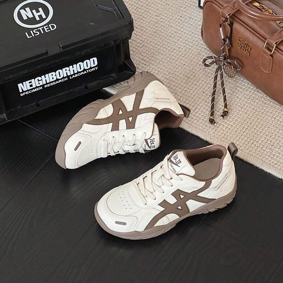 2024 Autumn New Thick-Soled German Training Shoes Women, Versatile Casual Shoes, Soft Sole, Comfortable Long Standing, Sports Running Shoes, Elegant Women's Shoes - Rice Brown (6.5cm Height Increase Single Item) - View 1