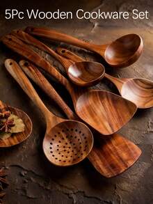 10pcs Wooden Spoons, Sturdy Wooden Kitchen Utensils With A Box, Lightweight And Heat Resistant, Kitchen Supplies Baking Accessories
