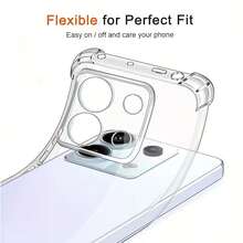 Capa de Telefone Transparente à Prova de Choque com Cobertura Total, Capa de Telefone Transparente Oppo, Capa de Telefone, Capa de Telefone, Capa de Telefone, Capa de Telefone à Prova de Choque, Capa de Telefone Minimalista, Capa de Telefone de Cor Sólida, Capa de Telefone Transparente à Prova de Choque nos Cantos, Capa de Telefone Anti-Queda, Capa de Telefone de TPU, Capa de Telefone Leve - Transparente - Visão 4