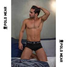 Kit 3 Cuecas Boxer Polo Wear Sem Costura em Microfibra Lisa - Preto Branco e Azul - Visão 5