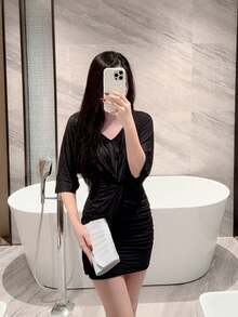 1 pieza Bolso de embrague de fiesta formal con diseño de satén plisado clásico, bolso de novia romántico para boda, bolso sobre con solapa y cadena - Plateado - Ver 12