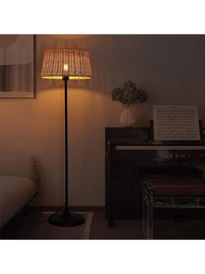 Alpinaluz "SERENA" Vloer Lamp, made Natural Bamboo Wicker, Cord Switch E27 Base Living Room Bedroom view 7