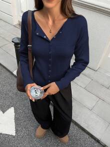 FOR BEAUTY Autumn And Winter Simple Solid Color Long-Sleeve Knit Sweater Women's New Casual Versatile Slim Fit Commuter Pullover Fashionable Elegant Solid Color Street Casual Top Christmas Sweater New Year