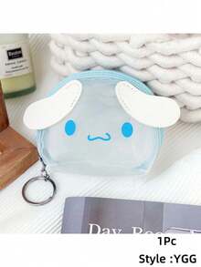 Sanrio 1 Pç Carteira Bonita Hello Kittys Kuromi Melody Cinnamoroll Transparente Portátil Moeda Fones de Ouvido Armazenamento Zero Carteira (Algumas Peças Podem Ser Aleatórias)