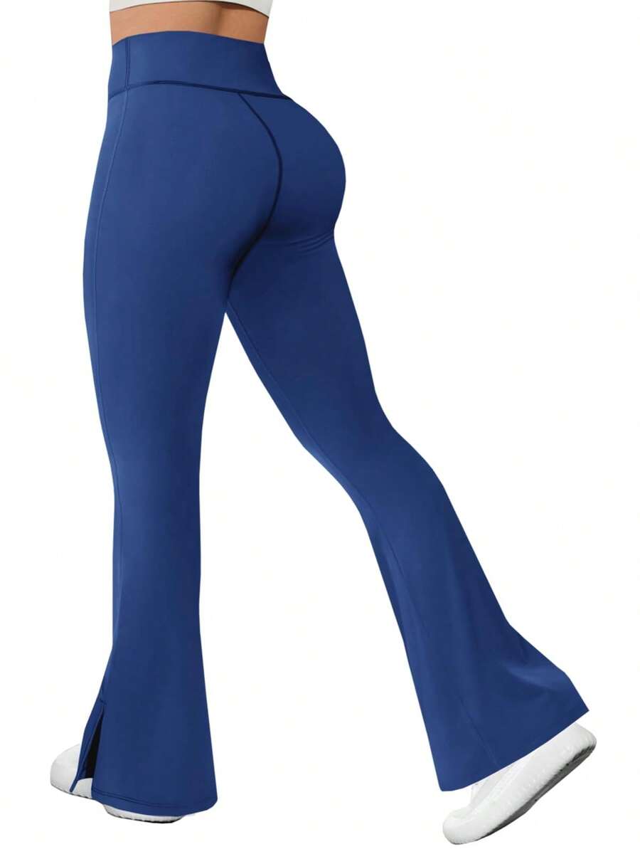 Womens Flare Leggings High Waisted Tummy Control Yoga Pants Workout Running Bootcut Leggings - Navy Blue - View 1