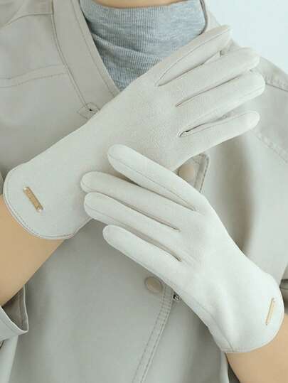 زوج من قفازات الشتاء الدافئة للنساء، للدراجات والقيادة بأسلوب كوري بسيط، قفازات رياضية سميكة للشاشة اللمسية للاستخدام الخارجي