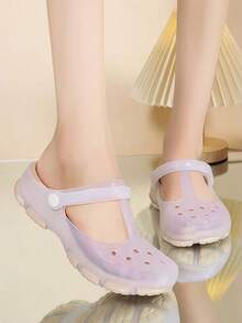 2024 New Nurse Work Solid Perforated Clogs, Lightweight Shock-Absorbing Closed Toe Sandals For Pregnant Women With Swollen Feet, Women's Summer Lightweight EVA Non-Slip Soft Bottom Jelly Beach Shoes, Size [Run Small, Order One Size Up], High Instep Wide Feet Recommend Ordering One Size Up, Thick Sole Comfortable Slip-On Sandals For Mothers - Gold - View 9