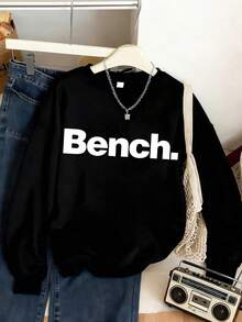 Teen Girl Casual Minimal Slogan Print Pattern Graphic For Girlprinted Round Casual Sweatshirt For Girl, Autumn/Winter,Round-Neck Sweatshirt,Suitable For School, Vacation And Shopping Outfits,Back To School,Suitable For Both Boy And Women, Street Style, Suitable For School, Vacation, Shopping, Sports And Other Occasions