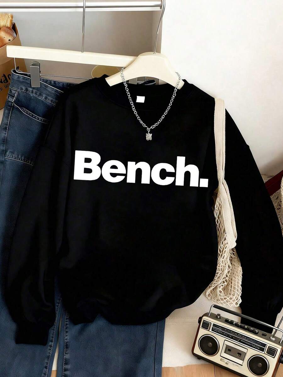 Teen Girl Casual Minimal Slogan Print Pattern Graphic For Girlprinted Round Casual Sweatshirt For Girl, Autumn/Winter,Round-Neck Sweatshirt,Suitable For School, Vacation And Shopping Outfits,Back To School,Suitable For Both Boy And Women, Street Style, Suitable For School, Vacation, Shopping, Sports And Other Occasions