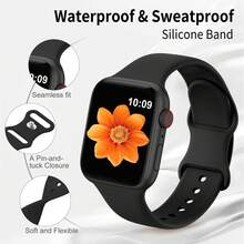 Pasek sportowy kompatybilny z paskami do zegarka dla kobiet i mężczyzn o szerokości 40 mm, 38 mm, 41 mm, 42 mm, 44 mm, 45 mm, 49 mm, miękki silikonowy, wodoodporny pasek wymienny do zegarków serii 10, 9, 8, 7, 6, 5, 4, 3, 2, 1 SE Ultra - Czarne - Zobacz 3