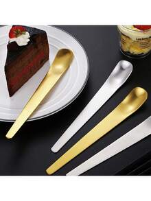 1件装不锈钢家用冰淇淋勺，蛋糕甜点平底茶冰淇淋勺，长柄甜点勺，搅拌勺，冰勺，迷你咖啡勺 - 彩色 - 查看 2