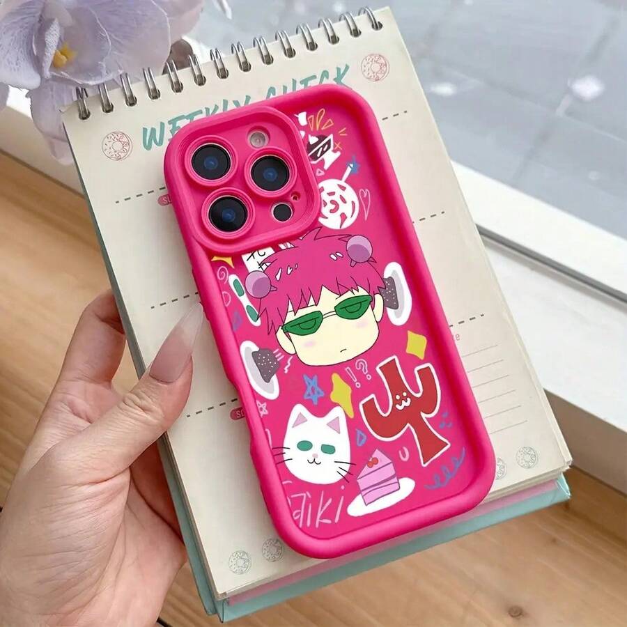 Classic Anime Saiki K Cute Phone Suitable 16 15 14 13 12 11 Pro XR XS X 8 Plus, Soft TPU Back Cover Drop.Phone Cases Phone 17 Gifts Stuff Decoration - 混合顏色 - 查看 1