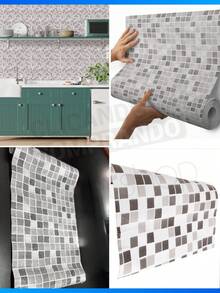 Rolo 5 Metros Papel de Parede Auto Adesivo Impermeável A Prova D´Água  para Quarto ,Sala ,Escritório ,Box Banheiro ,Cozinha, Lavandeiria ,Quarto Infantil,Sala de Jantar ,Multiuso - Marmorizado Cinza - Visão 9