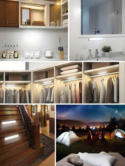 50cm /10cm/20cm/30cm/ Usb Wit Led Verlichting Strip Motion Sensor Perfect Cabinet, Wardrobe Hallway, Wireless Under Cabinet Lighting, Rechargeable Magnetic Night Lamp Hallway Kitchen Shelf Ho Room ation view 8