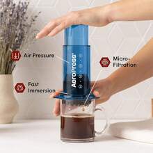 cafetera de prensa francesa manual todo en estilo espresso y filtro, lista en 2 minutos, portátil y compacta para viajes y camping B1SY - Azul - Ver 3