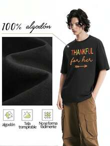 Camiseta Estampada de Hombre con Diseño Divertido de Pavo Real Animado,Camiseta Casual de Algodón con Cuello Redondo y Manga Corta para un Look Cómodo - Negro - Ver 4
