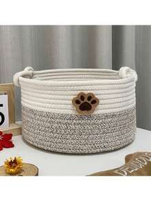 Foldable Pet Toy Storage Basket With Sturdy Handle, Pet Snacks, Clothes, Grooming Supplies Organizer Box, Easy-Clean Design To Keep Home Tidy