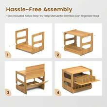 FEELSO Can Organizer For Pantry, Bamboo Pantry Organizer, 2 Tier Stackable Can Storage Rack Ideal For 36 Human And Pet Food Cans Organizer(FIFO) - Brown - View 7