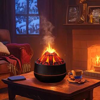 1 pieza Humidificador de carbón activado de gran capacidad - Diseño de chimenea de carbón de oficina USB de escritorio pequeño y portátil ultra silencioso, adecuado para dormitorio, sala de estar, oficina, yoga.