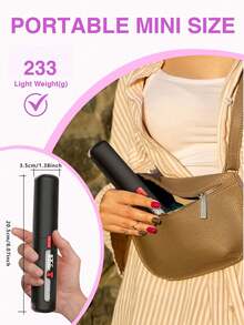 Hair Straightener Flat Lron,2-In-1 Cordless Hair Straightener & Curler, Rechargeable Portable Styler With LED Temp Display, Easy To Use,Travel Essential - Multicolor - View 4