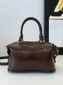 Fashionable And High-Quality Daily Versatile Handbag, Niche Design And High-Value Boston Bag, Equipped With A Key Pendant, Retro And Popular Simple Solid Color Women's Shoulder Bag, Crossbody Bag, Suitable For Dating, Dining, Going Out And Commuting - Coffee - View 10