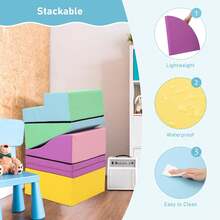 Set de 6 Bloques de Escalada de Espuma para Niños y Preescolares, Juego Suave para Escalar, Gatear y Deslizarse, Gimnasio Interior para Juego Activo - Multicolor - Ver 5