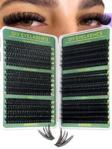 640/600/570/448 piezas Pestañas postizas con rizo D, alta capacidad adecuada para ojos gruesos y esponjosos, aspecto natural. Maquillaje de belleza, hazlo tú mismo en casa. Gran capacidad de libro de pestañas individuales para principiantes, artistas de maquillaje, pestañas postizas suaves y duraderas. Extensiones de pestañas segmentadas para maquillaje de ojos de zorro/gato