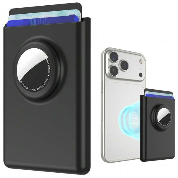 Étui porte-cartes magnétique avec fente pour AirTag, housse de protection anti-perte avec fente pour carte pour le traqueur Apple AirTag 2e génération