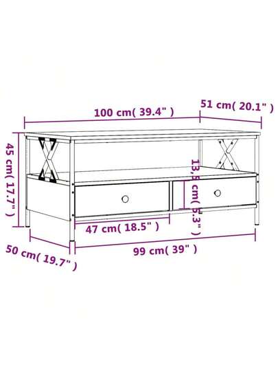 VidaXL Coffee Tafel 100x51x45 Cm Processed Wood Grijs Sonoma Oak view 2