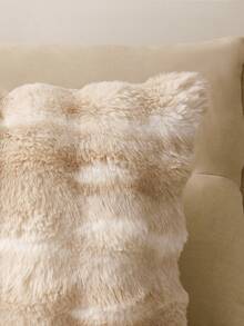 1pc Camel Tie Dye Decorative Faux Rabbit Fur Cushion Cover Without Filler, Modern Flannelette  Fuzzy Plush Throw Pillow Cover Zipper Closure For Home, For Sofa, Living Room - Camel - View 4