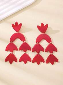 1 par de pendientes geométricos minimalistas de resina multicolor de moda, versátiles para festivales, fiestas, vacaciones y uso diario