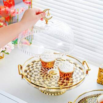 1 件优雅的 11.6 英寸蛋糕架，带透明圆顶 - 非常适合甜点、面包、纸杯蛋糕和小吃 | 非常适合下午茶、派对、餐厅和节日