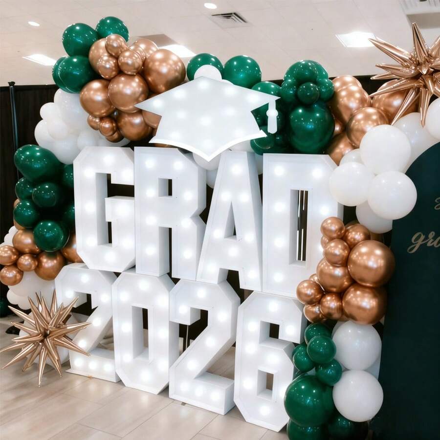 3FT/91.5CM Marquee Light Up Letters/Numbers (2026 GRAD/PROM), 47Cm White Grad Cap - Essential Cool White Decor For Graduation Ceremony & Prom Party - trắng - Xem 1