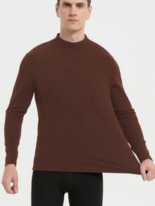 1 pièce Pull de base unisexe tricoté à col montant, thermique, antibactérien et confortable, pour l'automne/l'hiver/le printemps