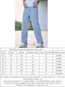 Nuevo 2025, Jeans rectas para hombres, modelos jóvenes, negros, azules claros, cintura media, rectas, ajustadas elásticas, casuales, relajadas y cómodas para llevar en todas las estaciones - Azul - Ver 6