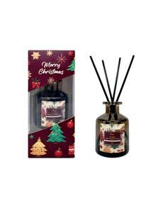 1 Conjunto de Vela Perfumada Sem Chama de Natal, Embalagem Bonita, Várias Opções de Fragrância, Serve como Difusor de Fragrância e Decoração, Adequado para Fragrância Doméstica, Purificação do Ar e Decoração de Feriados, Decoração Interna de Natal (4 Varetas de Rattan) - Duoxiang - Visão 7