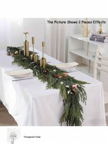 1 قطعة إكليل صنوبر نورفولك اصطناعي ذو ملمس طبيعي مع كرمة خضراء، إكليل صنوبر شتوي اصطناعي، إكليل أخضر اصطناعي للطاولة والمدفأة والجدران للاستخدام الداخلي والخارجي، ديكور منزلي لعيد الميلاد