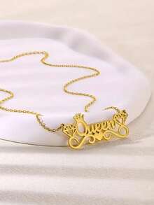 1 Custom Queen Crown And Heart-Shaped Stainless Steel Necklace - Personalized Name/Initials Jewelry Gift, Suitable For Mothers, Ladies, Birthdays, Mother's Day, Anniversaries, Valentine's Day, Christmas - Multicolor - View 2