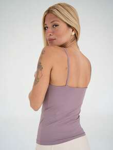 Thin Strap Tank Top In Polyamide, Blouse With Lining, Suplex Blouse - Lilac Purple - View 2