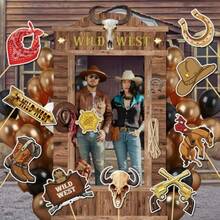 DWild West Western Photo Booth Props Wild West Party Decorations Cowboy Photo Booth Props For Cowboy Party Decorations Rodeo Western Party Decor - màu nâu - Xem 4