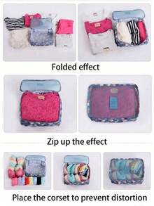 6件套旅行收纳袋套装,便携式拉链整理袋,适用于旅行、宿舍、行李箱、旅行配件,多功能衣物分类套装,适合旅行、商务旅行、宿舍必备 - 彩色 - 查看 9
