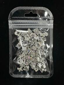 KIRAME 50PCS Of Various Styles And Colors Real Silver Plated Mixed Alloy Rhinestone Decorations Set,High-End 3D Nail Accessories Sparkling Rhinestones And Pearls Multifunctional Jewelry Set Perfect For Charming Valentine's Day Nail EmbellishmentsDIY Nail Art,Nails Salon,Nail Supplies,Christmas,New Year,Festival Gift