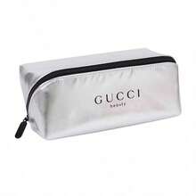 1pc Gucci Silver Cosmetic Pouch/Pencil Case, Suitable For Daily Use. High-End Quality, Portable With Zipper Pocket.