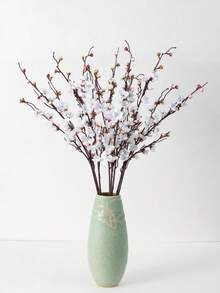 MEHELANY 3.08英尺 - 2支人造白色樱花装饰，1支长茎樱花枝，逼真的白色花卉摆设，适用于插花、婚礼装饰和家居装饰，可搭配高花瓶，用于DIY花环、工艺品、办公室/卧室/派对桌面装饰 - 白色 - 查看 4