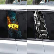 2 pièces Autocollant de porte de voiture en vinyle sur le thème des cartes de poker - Imperméable et résistant aux rayures, avec un design unique de clown et de personnage d'anime, parfait pour l'extérieur du véhicule, autocollant de voiture