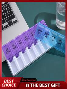 Novo Organizador de Pílulas Portátil Semanal de 7 Dias, Caixa com 14 Compartimentos para Vitaminas, Comprimidos, Medicamentos, Óleo de Peixe