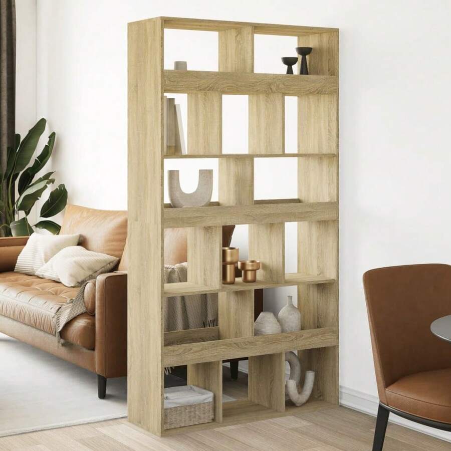 vidaXL Raumteiler Sonoma-Eiche 100x33x187,5 Cm Holzwerkstoff - Yellow - View 1